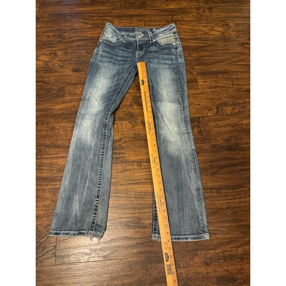 Miss Me Jeans Womens 28x33 Blue Signature Boot Bootcut Embellished - Picture 10 of 11